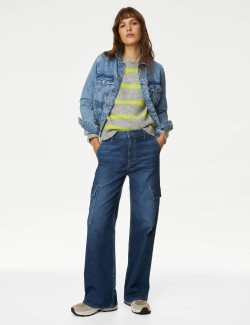 High Waisted Wide Leg Cargo Jeans