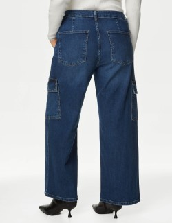 High Waisted Wide Leg Cargo Jeans