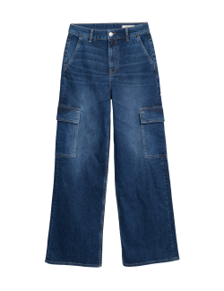 High Waisted Wide Leg Cargo Jeans