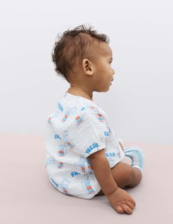 Kombinéza z čisté bavlny s potiskem Milkshake (0–2 roky)
