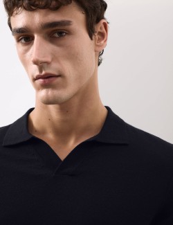 Pure Extra Fine Merino Wool Knitted Polo Shirt