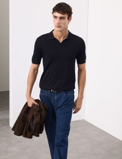 Pure Extra Fine Merino Wool Knitted Polo Shirt