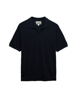 Pure Extra Fine Merino Wool Knitted Polo Shirt
