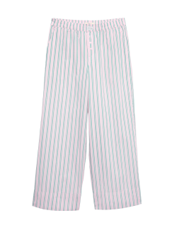 Poplin Striped Wide Leg Pyjama Bottoms