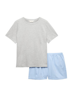 Krátká souprava s vysokým podílem bavlny a potiskem