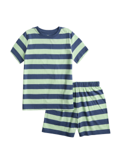 Krátké dětské pruhované pyžamo z čisté bavlny (1–16 let)