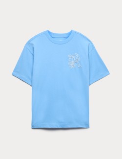 Pure Cotton Embroidered Graphic T-Shirt (6-16 Yrs)