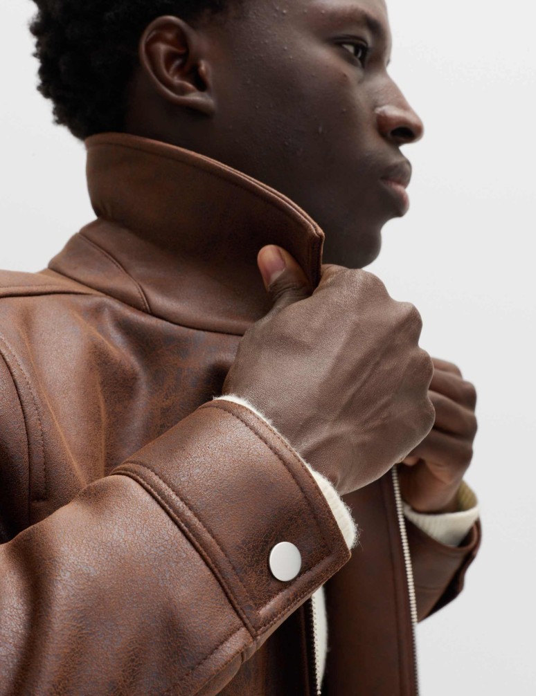 Kamioňácká bunda z koženky