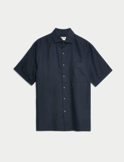 Regular Fit Luxury Linen Cotton Blend Short Sleeve Shirt