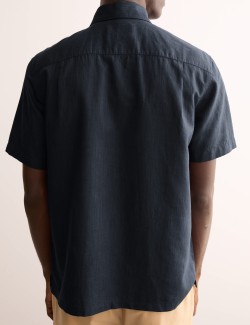 Regular Fit Luxury Linen Cotton Blend Short Sleeve Shirt