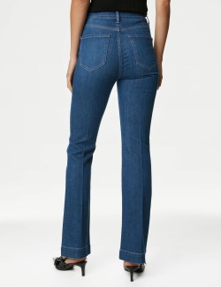 High Waisted Crease Front Slim Flare Jeans