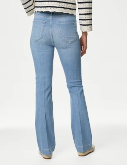 High Waisted Crease Front Slim Flare Jeans