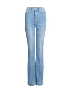 High Waisted Crease Front Slim Flare Jeans