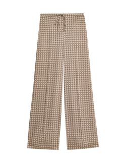 Geometric Drawstring Wide Leg Trousers