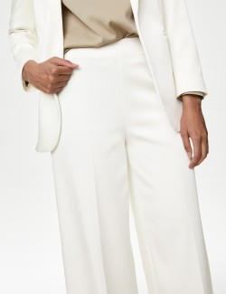 Satin Look Side Zip Wide Leg Trousers