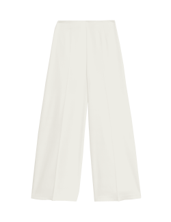 Satin Look Side Zip Wide Leg Trousers