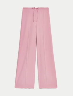 Crepe Elasticated Waist Wide Leg Trousers