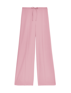 Crepe Elasticated Waist Wide Leg Trousers