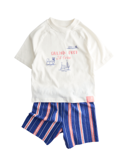 Pyžamo z čisté bavlny s grafikou plavby (1–8 let)