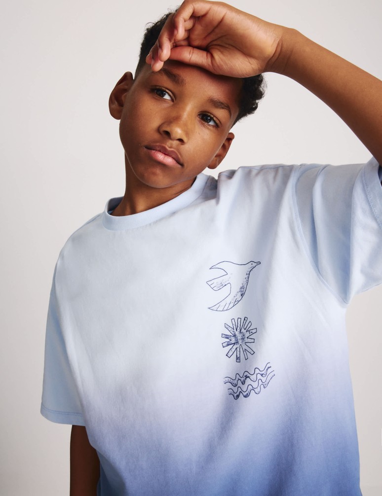 Tričko z čisté bavlny s ombré grafickým motivem (6–16 let)