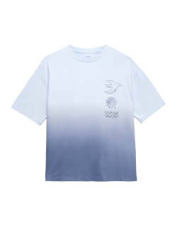 Tričko z čisté bavlny s ombré grafickým motivem (6–16 let)