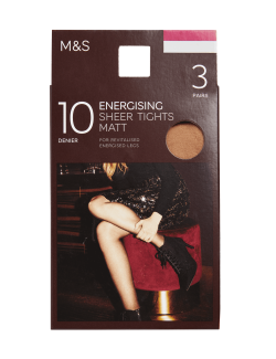 3pk 10 Denier Energising Sheer Tights