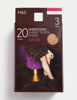 3pk 20 Denier Energising Sheer Tights