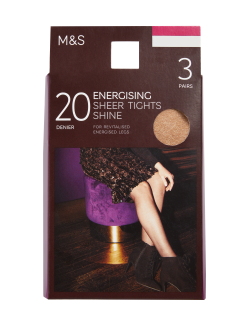 3pk 20 Denier Energising Sheer Tights