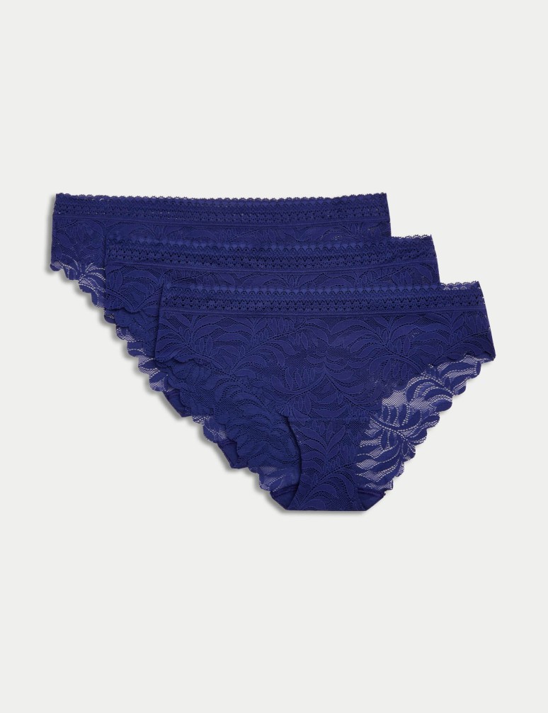 3pk Flexifit™ Lace Brazilian Knickers