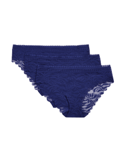 3pk Flexifit™ Lace Brazilian Knickers