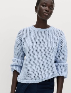 Textured Crew Neck Cropped Jumper