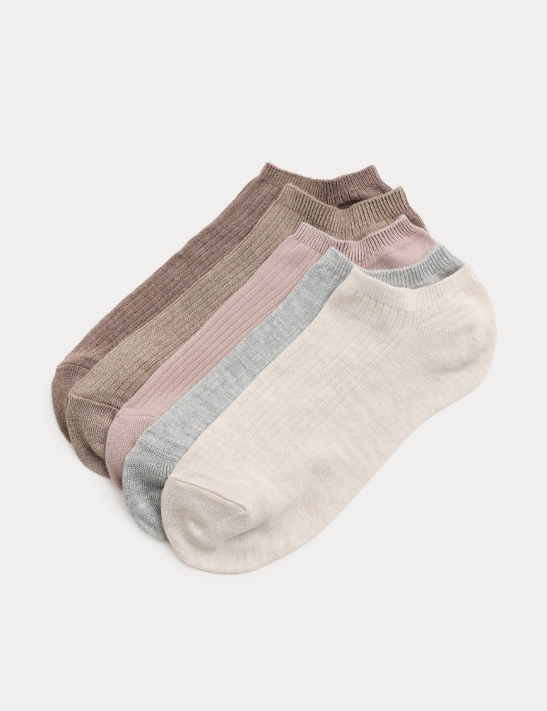 Balení 5 superměkkých žebrovaných krátkých ponožek Trainer Liners™