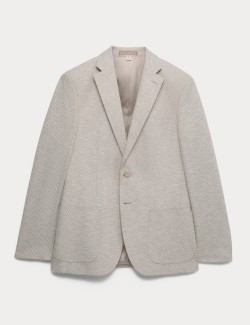 Tailored Fit Cotton Blend Textured Stretch Blazer