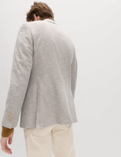 Tailored Fit Cotton Blend Textured Stretch Blazer