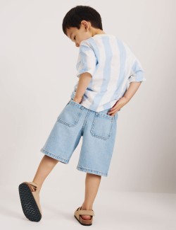 Pure Cotton Light Wash Denim Shorts (2-8 Yrs)