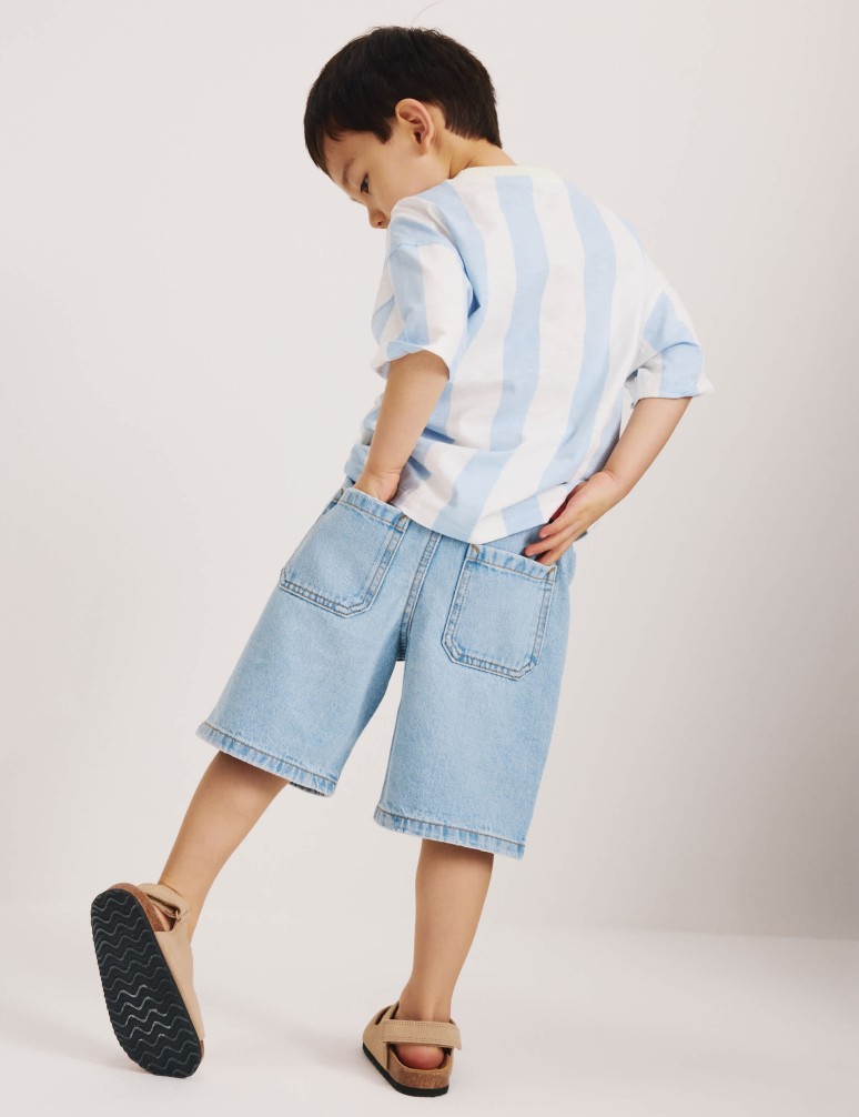 Pure Cotton Light Wash Denim Shorts (2-8 Yrs)