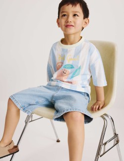 Pure Cotton Light Wash Denim Shorts (2-8 Yrs)