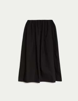 Pure Cotton Pleated Midaxi A-Line Skirt