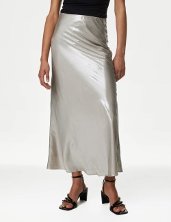 Metallic Maxi Slip Skirt