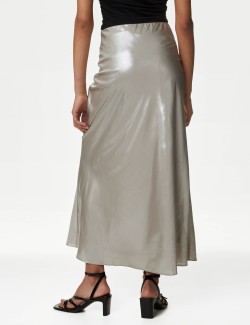 Metallic Maxi Slip Skirt