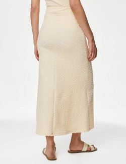 Textured A-Line Midi Skirt