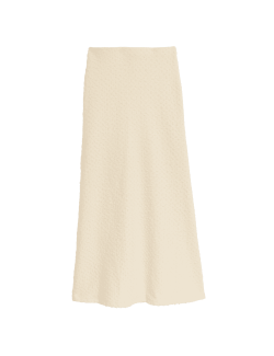 Textured A-Line Midi Skirt