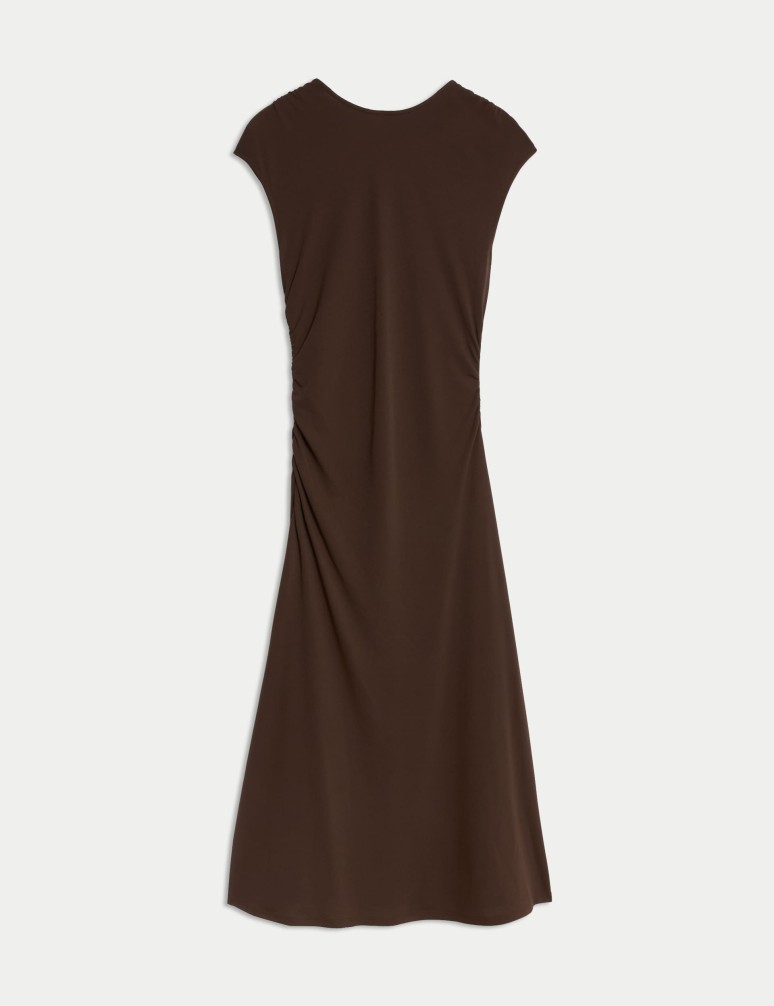 Round Neck Ruched Midaxi Column Dress