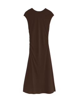 Round Neck Ruched Midaxi Column Dress