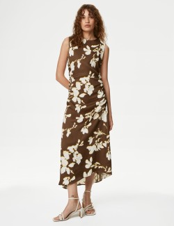 Lyocell Blend Floral Midaxi Column Dress