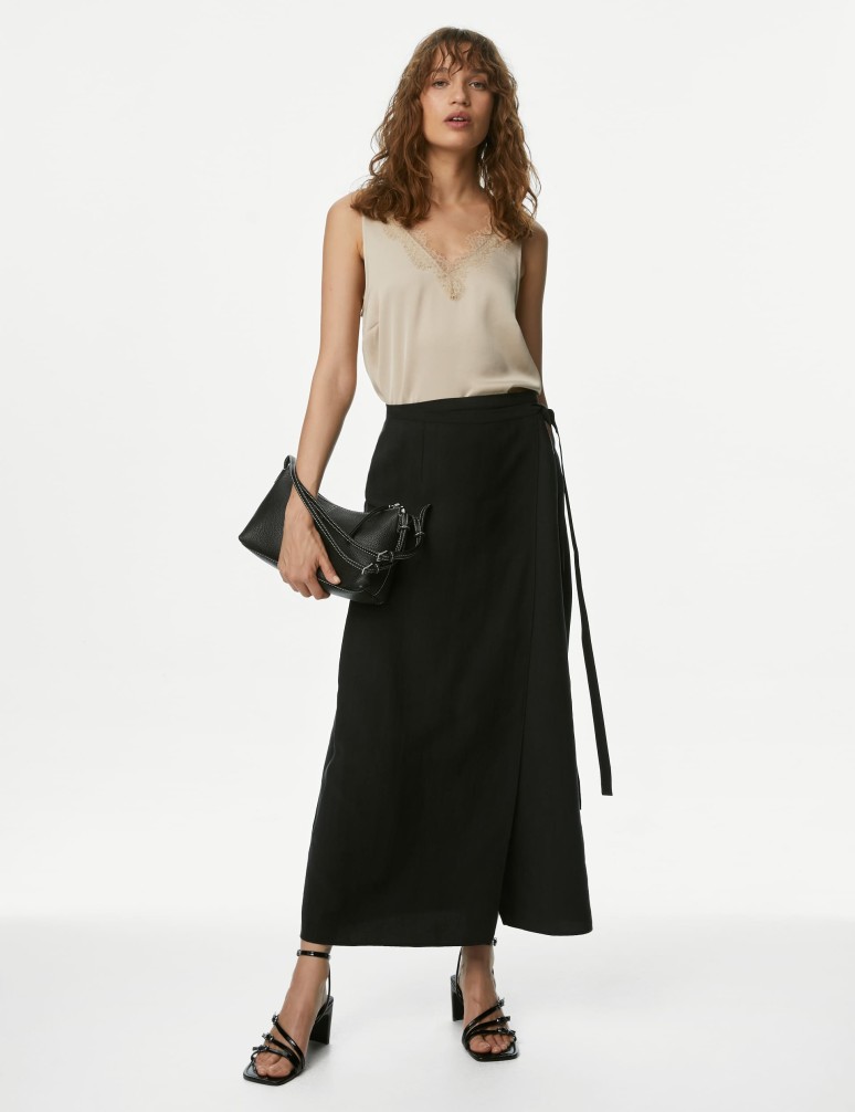 Side Split Maxi Wrap Skirt