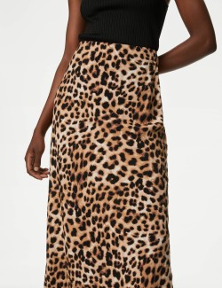 Animal Print Maxi Slip Skirt