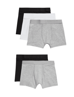 5pk Cotton Rich Plain Trunks (2-16 Yrs)