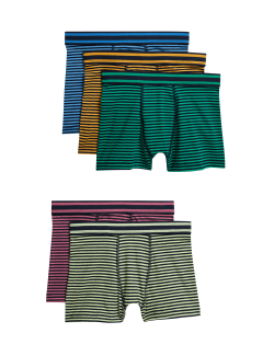 5pk Cotton Rich Striped Trunks (5-16 Yrs)