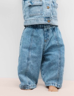 Pure Cotton Barrel Jeans (0-5 Yrs)